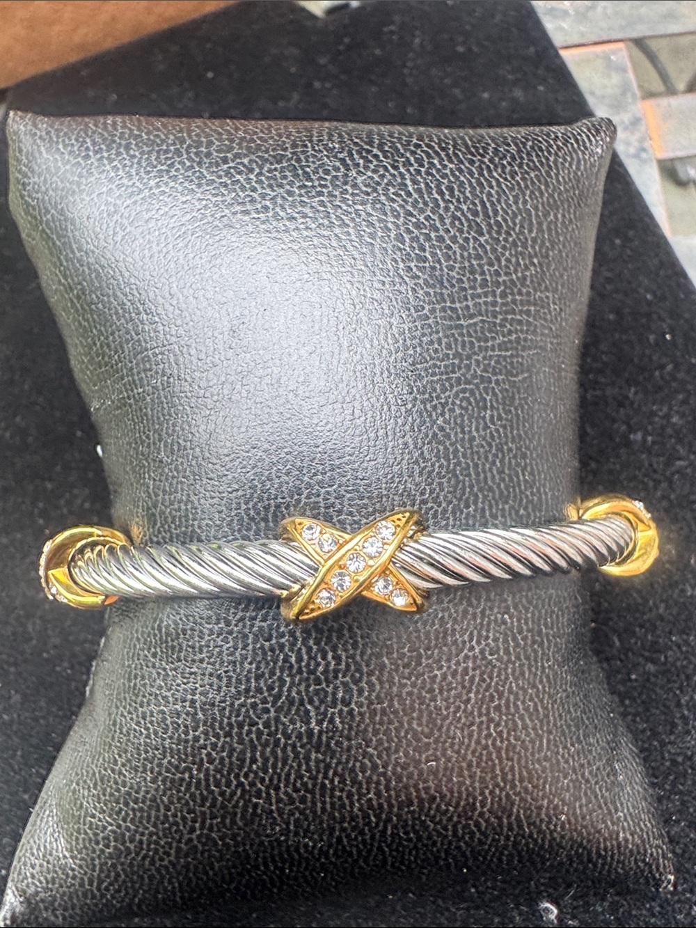 Gold and Silver Crystal X Cuff crystals Bracelet - Women Jewelry